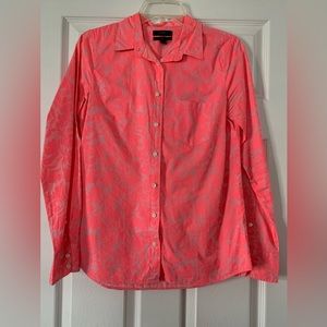J.Crew Women's Boy Shirt Neon Pink Silver Button Down Size 4